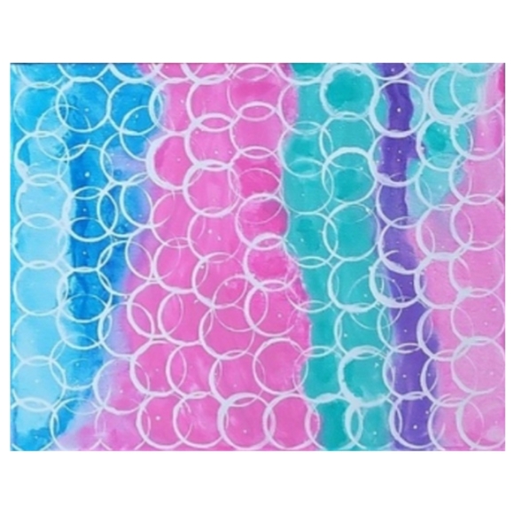 Hand Crafted Mermaid Core Abstract Design 11x14 Inches Canvas Painting - Picture 3 of 4